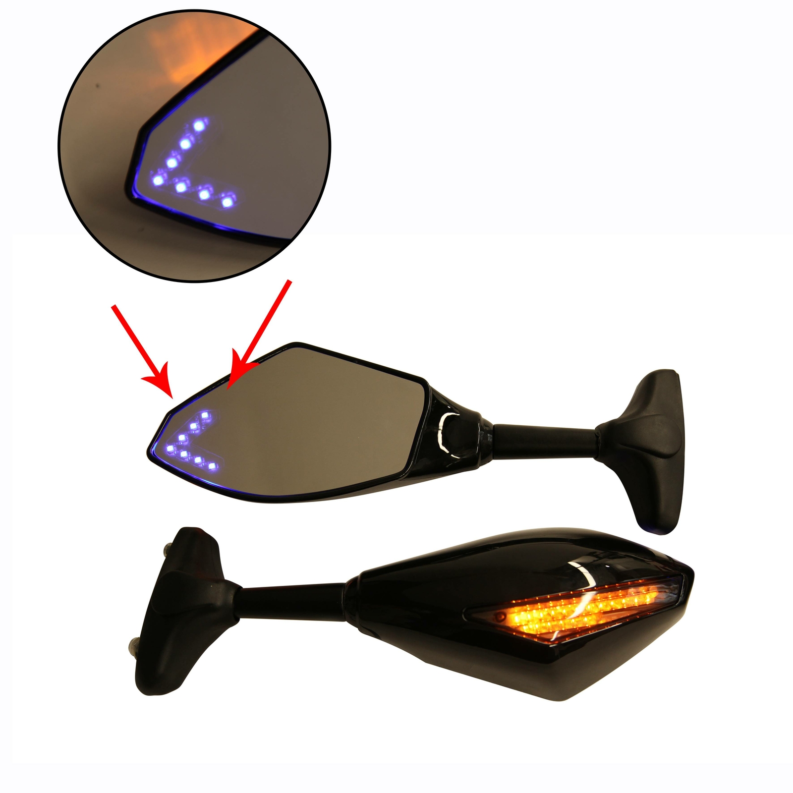 For Suzuki GSXR 1000 1300 600 750 GSX 1400 Motorcycle Mirror LED Turn Signal HTN