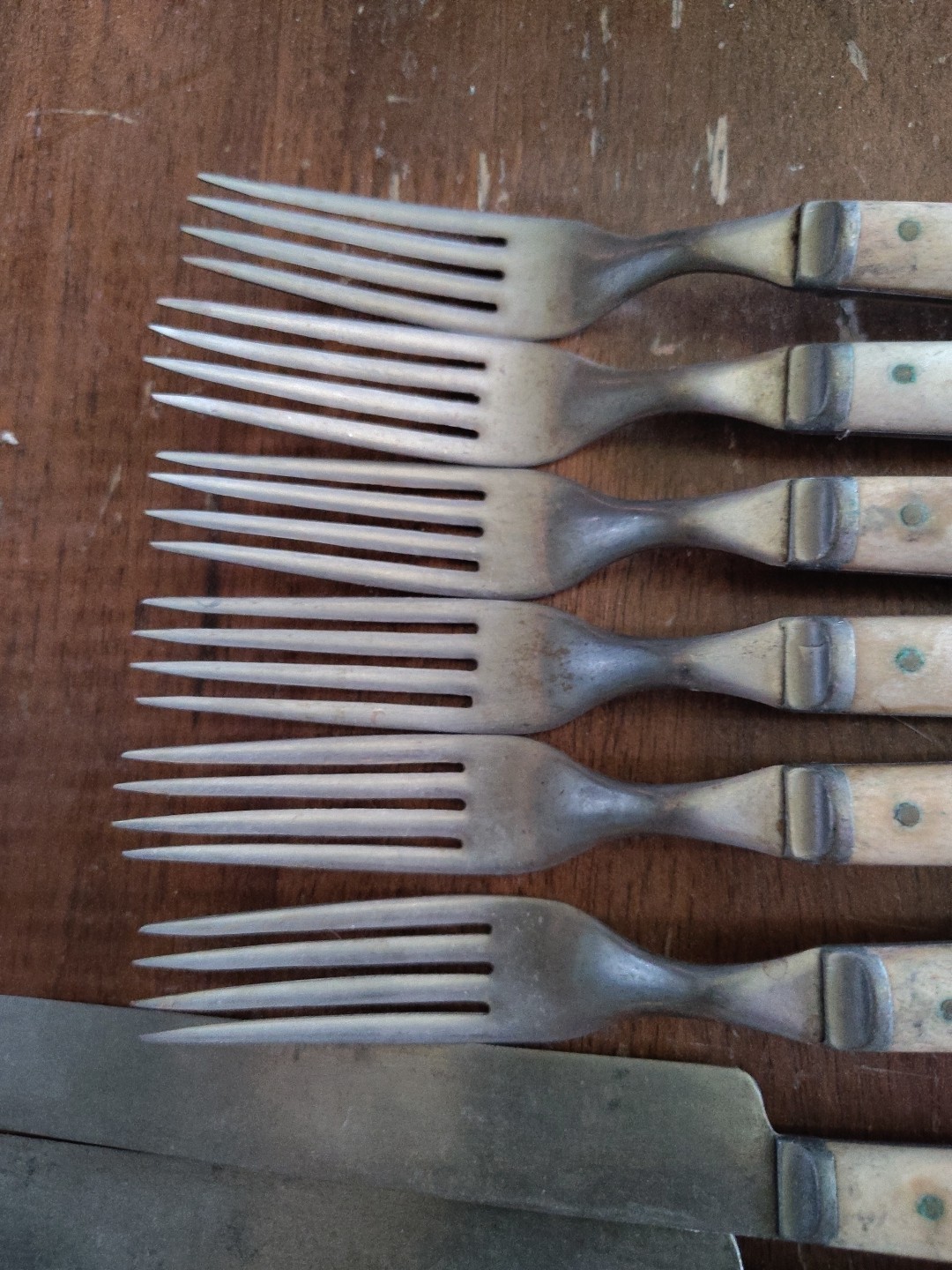 VTG Bone Handle Knife & Fork Set 12 Total Unbranded