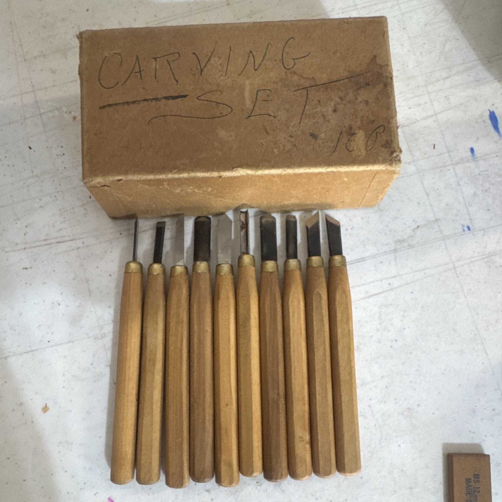 Wood handle linoleum block printing carving gouge tool kit lot of 10￼