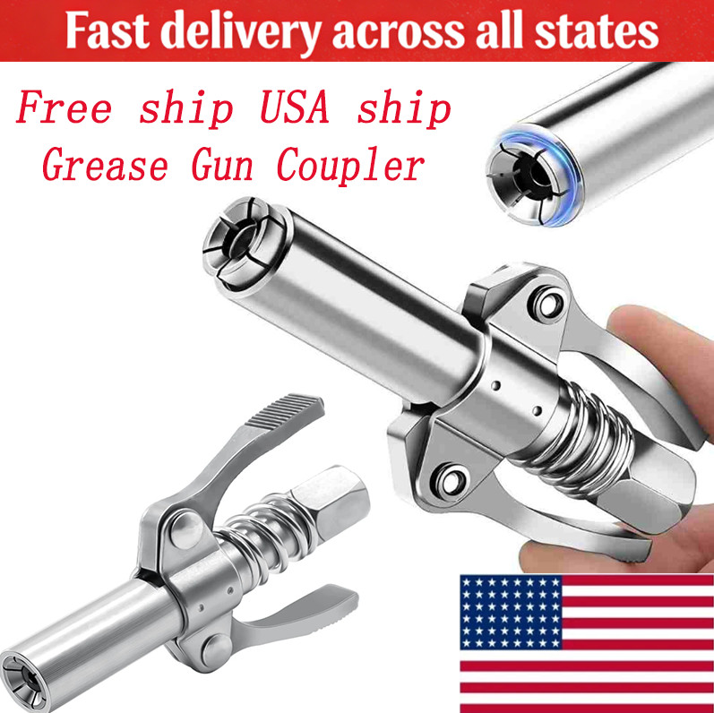 Grease Gun Coupler Double Handle, High Pressure, Quick Release Lock Oil Nozzles