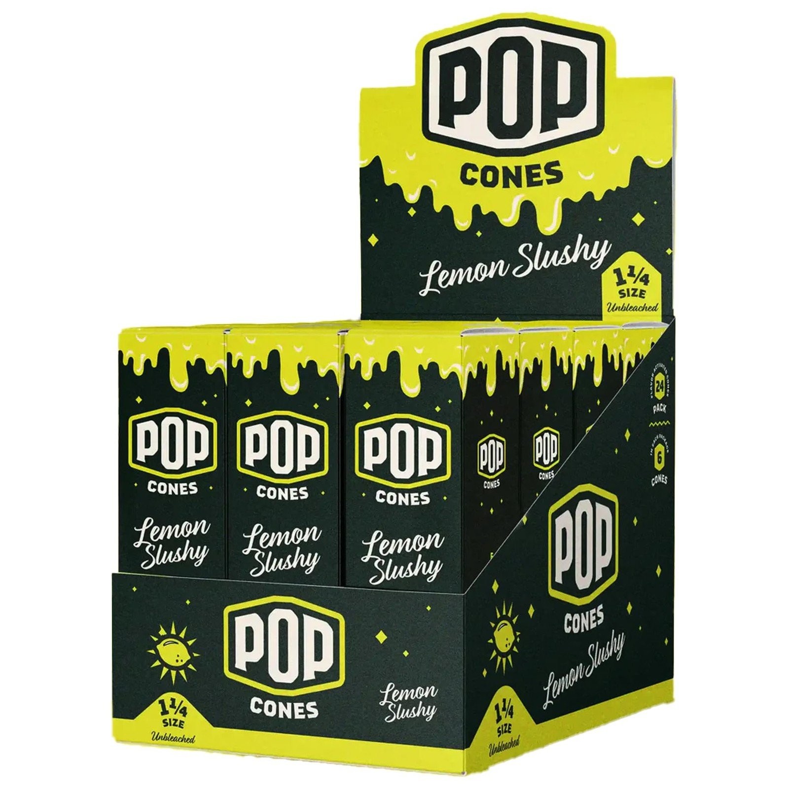 Pop Cones Lemon Slushy - 1 1/4 Cones, Unbleached - Box of 24