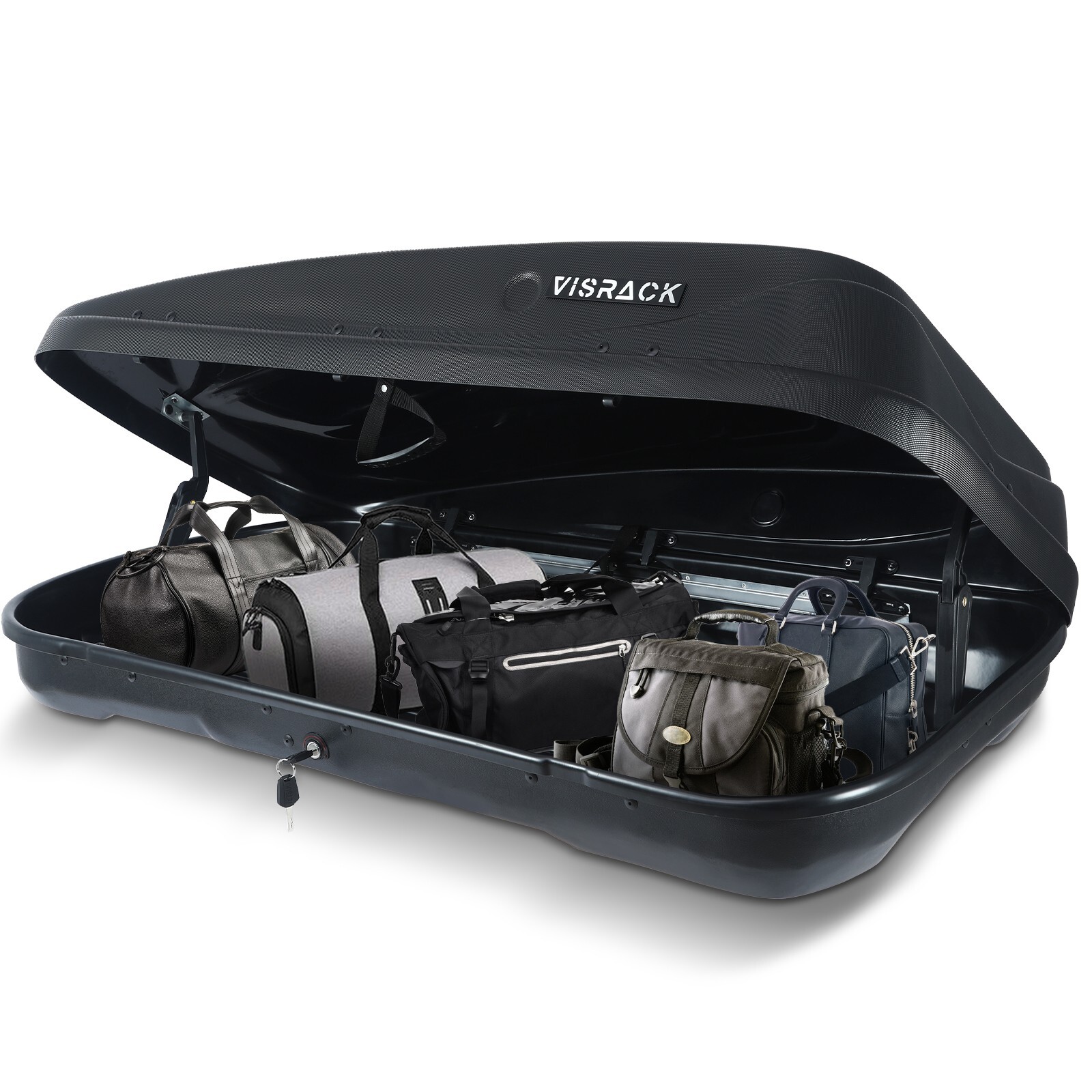VisRack 13FT³ Rooftop Cargo Box Luggage Carrier Tooless Install w Diamond Grains