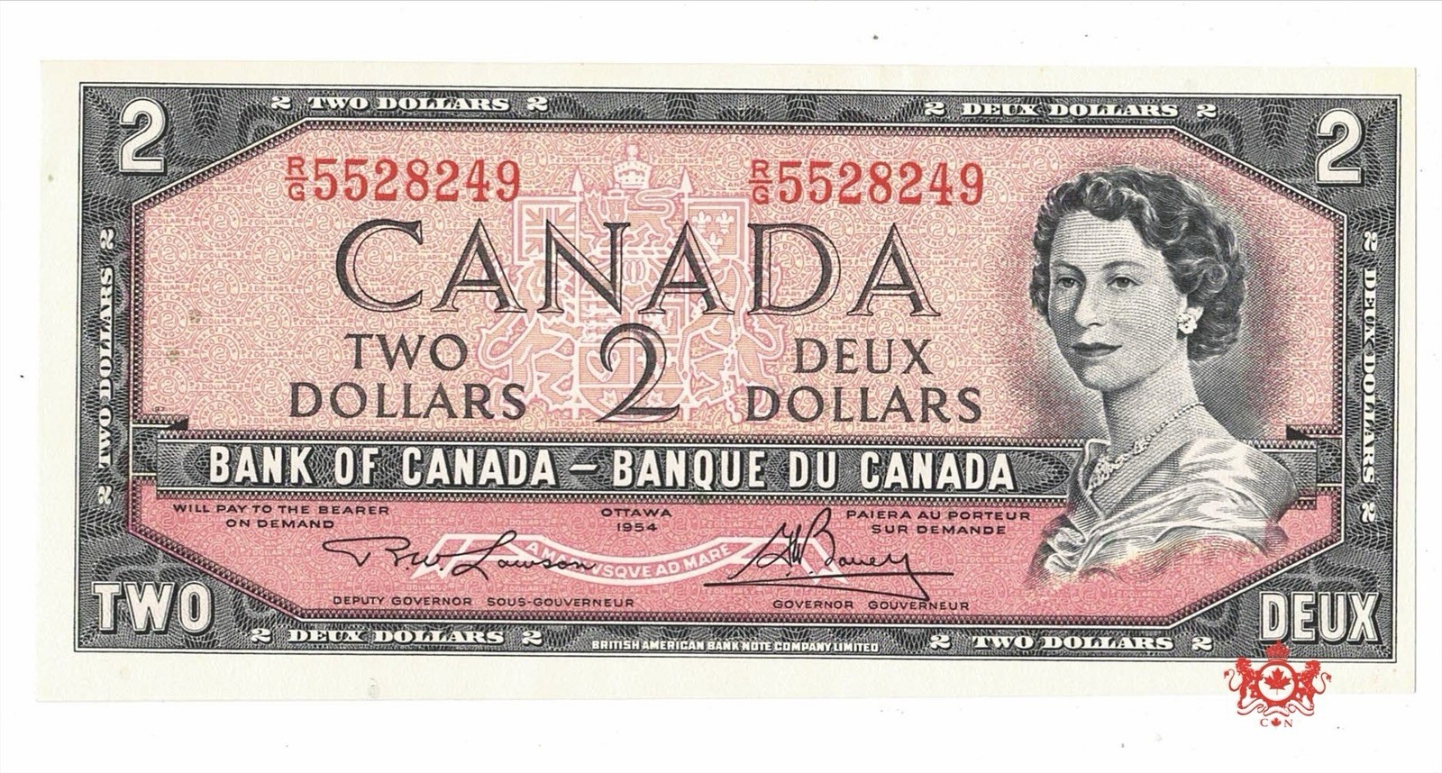1954 Bank Of Canada 2$ Modified Lawson/Bouey R/G5528249 - CHunc -