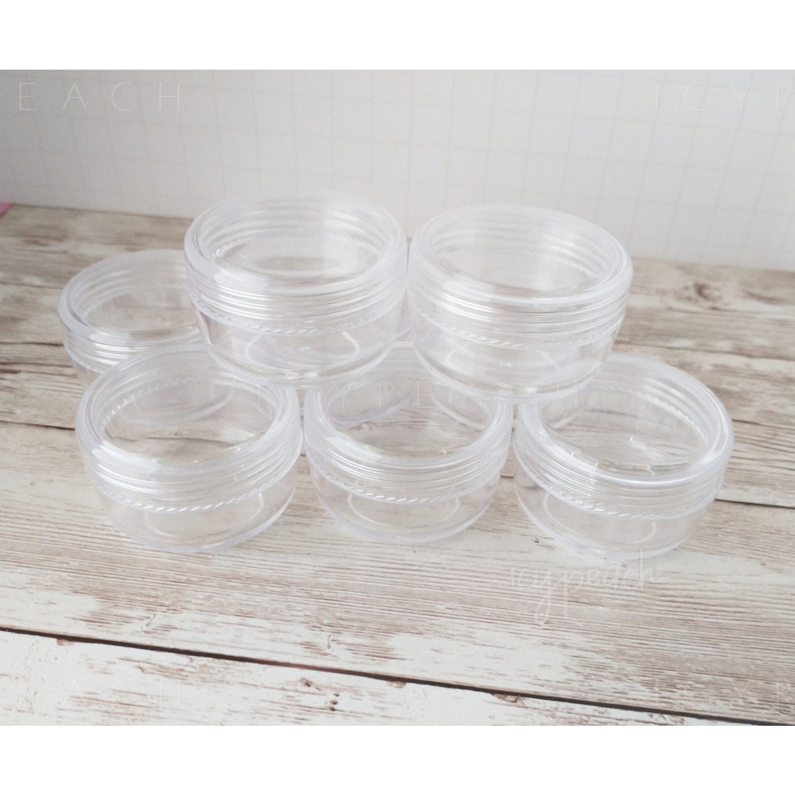Mini Clear Plastic Jars 8 Pack 0.75oz Screw Top Lid Travel Makeup Lotion Storage