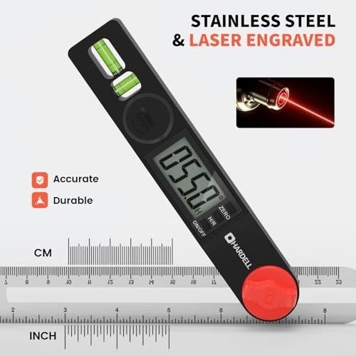 Digital Angle Finder Protractor Ruler 8" T-Bevel with LED Screen & Bubble Levels