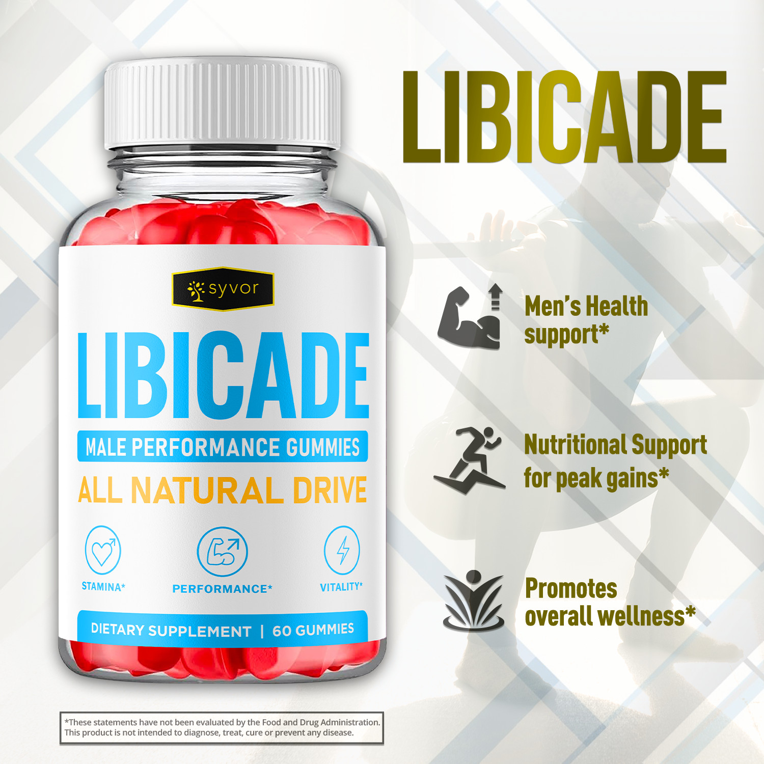 (5 Pack) Libicade Gummys Advanced Male Support Formula Vitamin 300 Gummies