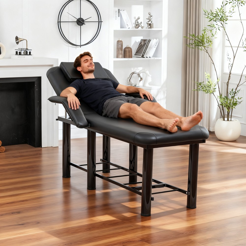 Massage Table Bed Spa Bed with Removable Headrest & Breast Cushions, Armrests