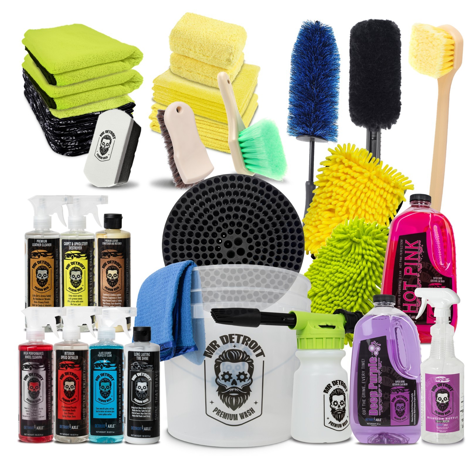 Mr. Detroit - 28pc Complete Detailing Kit for Interior & Exterior Detailing