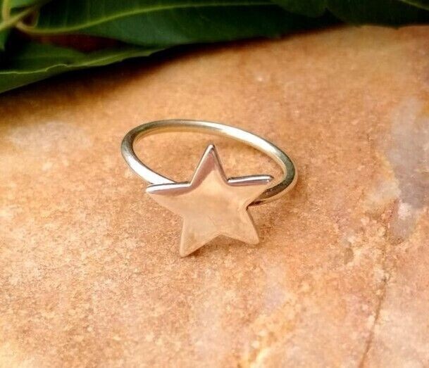 Solid 925 Silver Dainty Star Ring Handmade Minimalist Tiny Ring All Size SR655