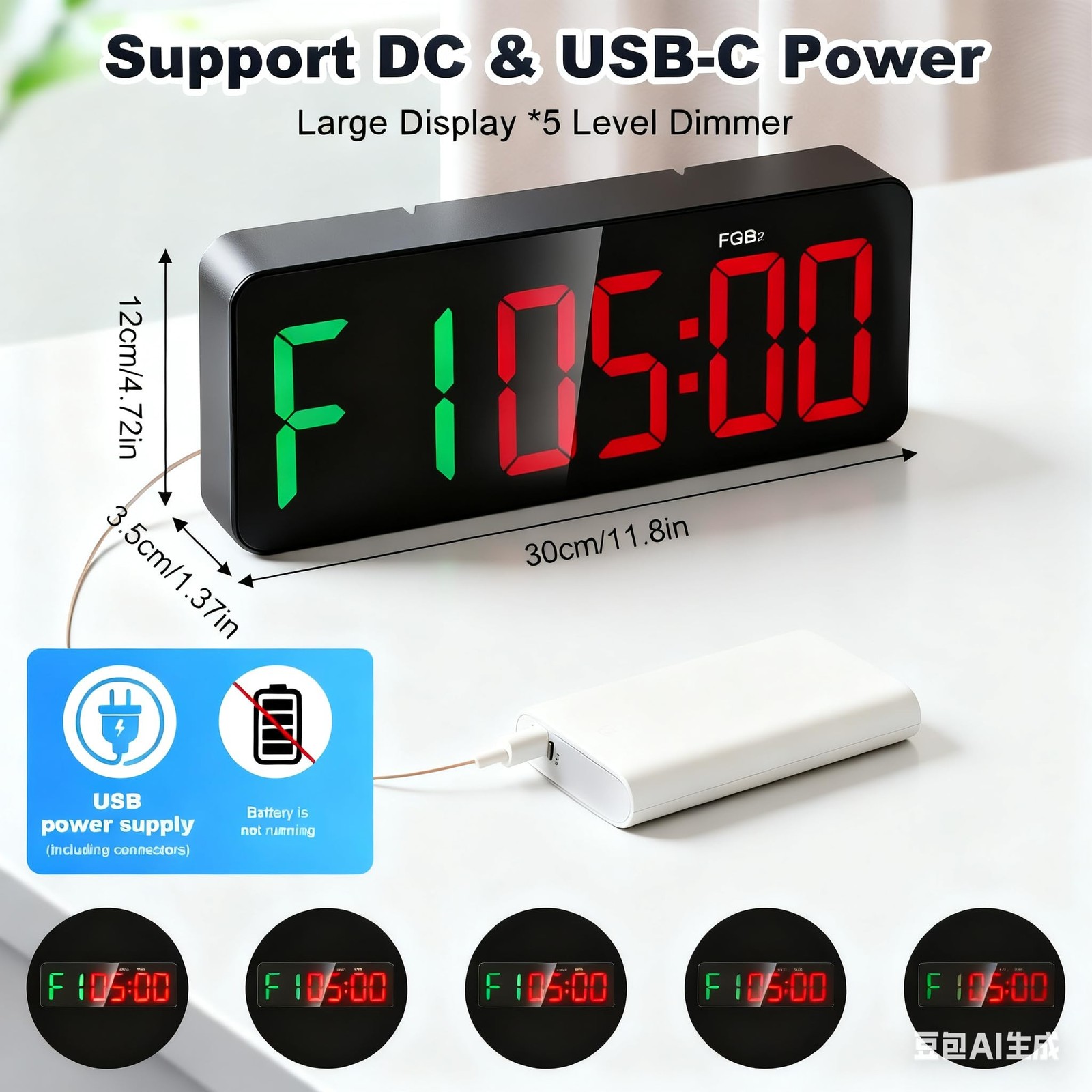 Gym Clock Timer for Tabata, FGB & EMOM, Large LED Workout Clock with Remote C...