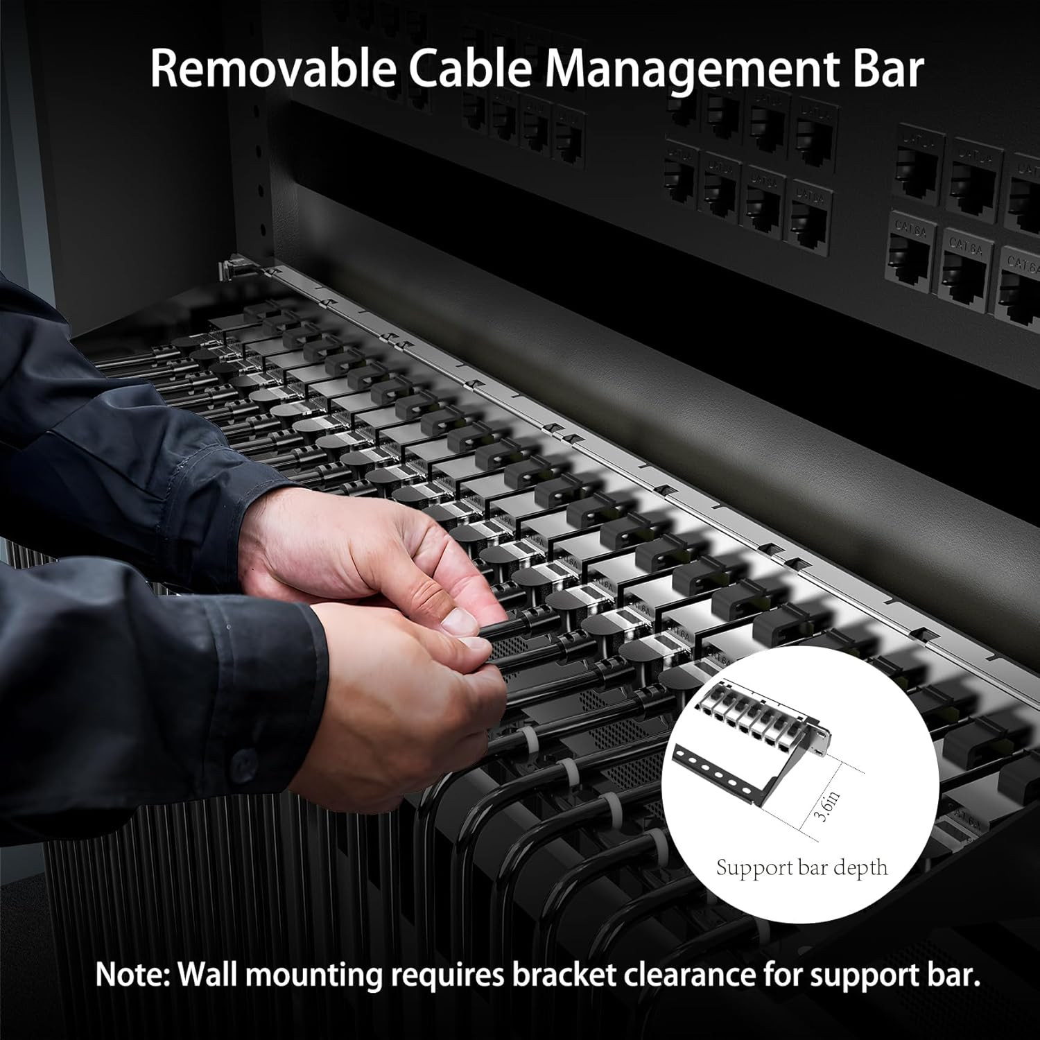 [UL Listed] 24-Port Shielded Cat6A Patch Panel, 19” 1U Rackmount/Wall Mount Feed