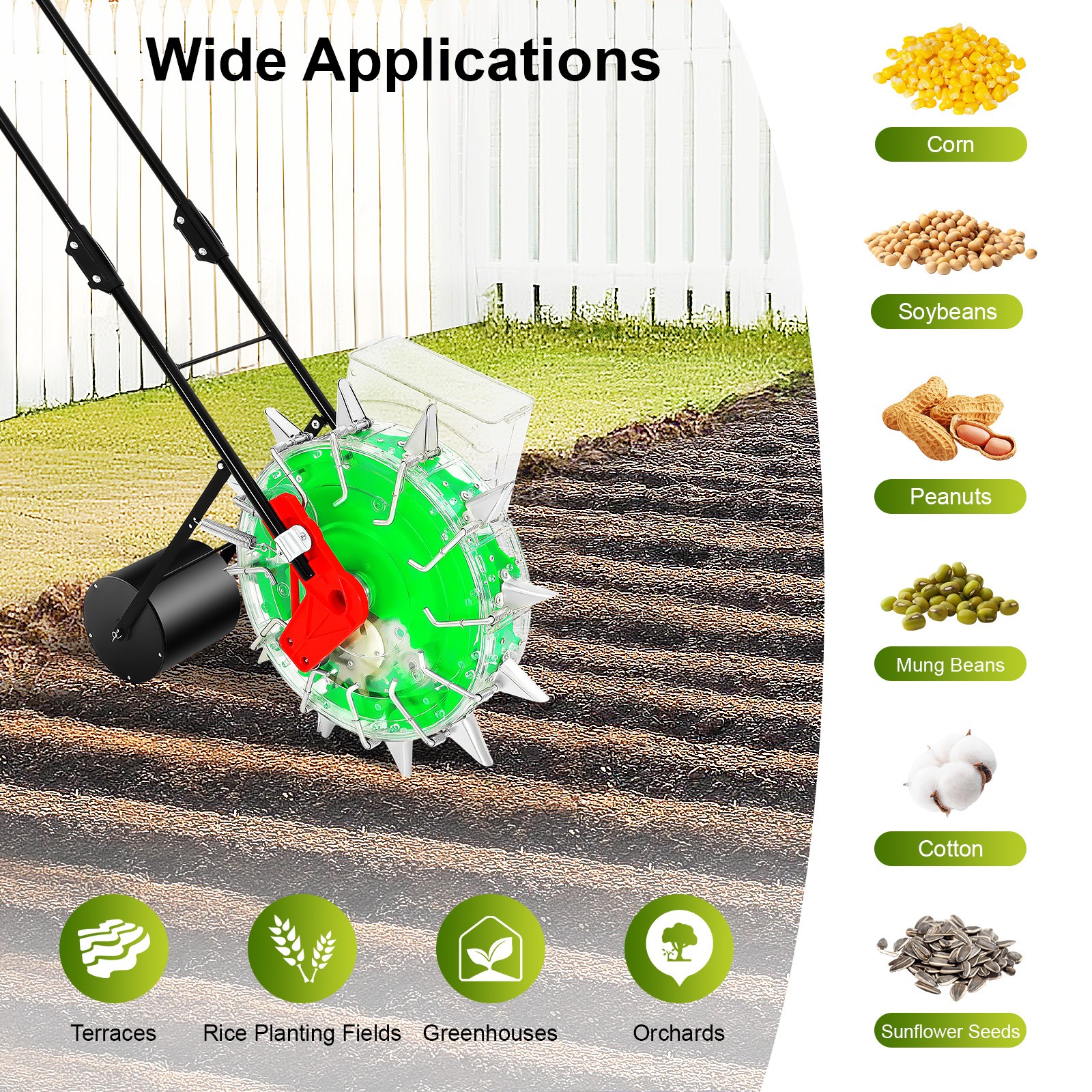 Seeder Machine Hand Push Roller Manual Soy Corn Carousel Precision Seeding Tool
