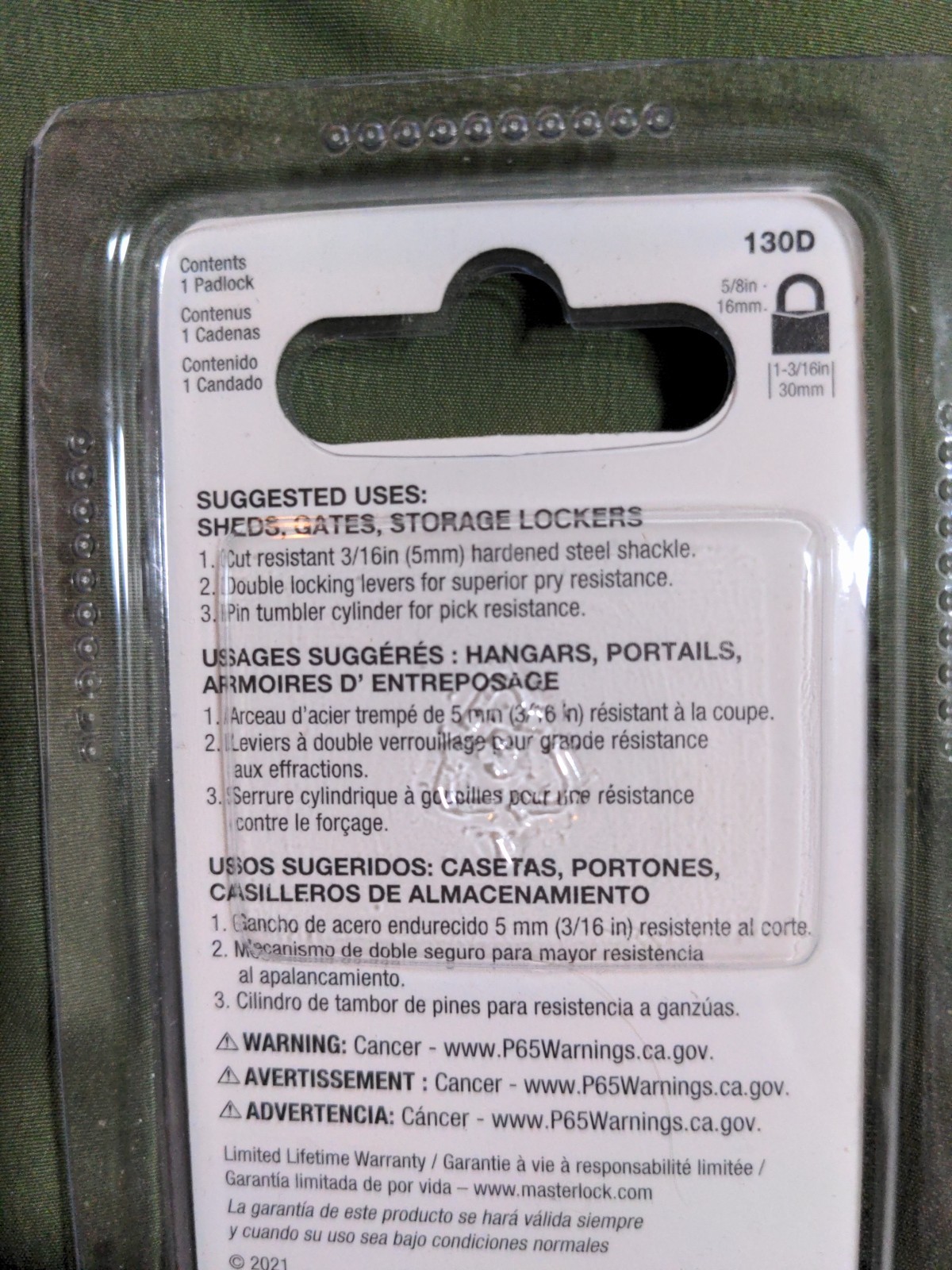 Master Lock Padlock Model 130D (LOT of 4)