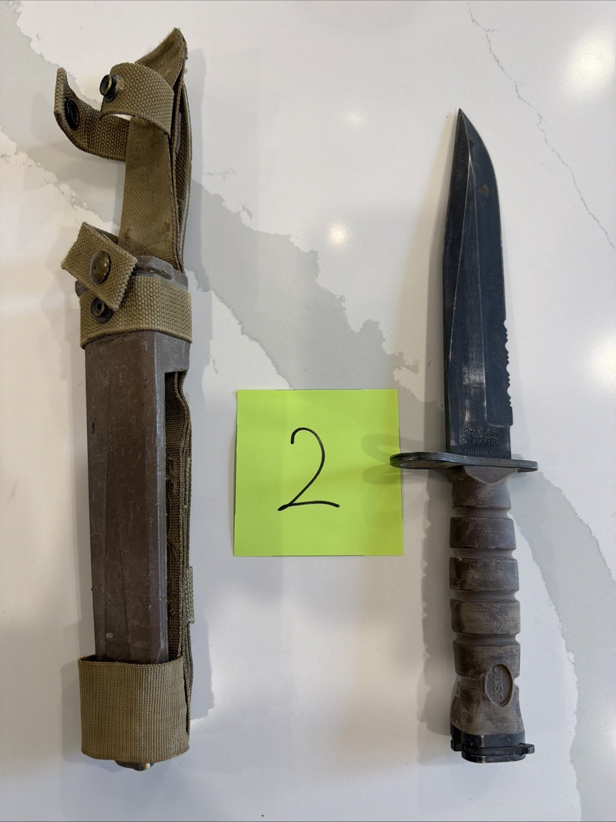 Vintage OKC-3S Combat Knife Genuine USMC & Scabbard Ontario Knife Co USA (2)