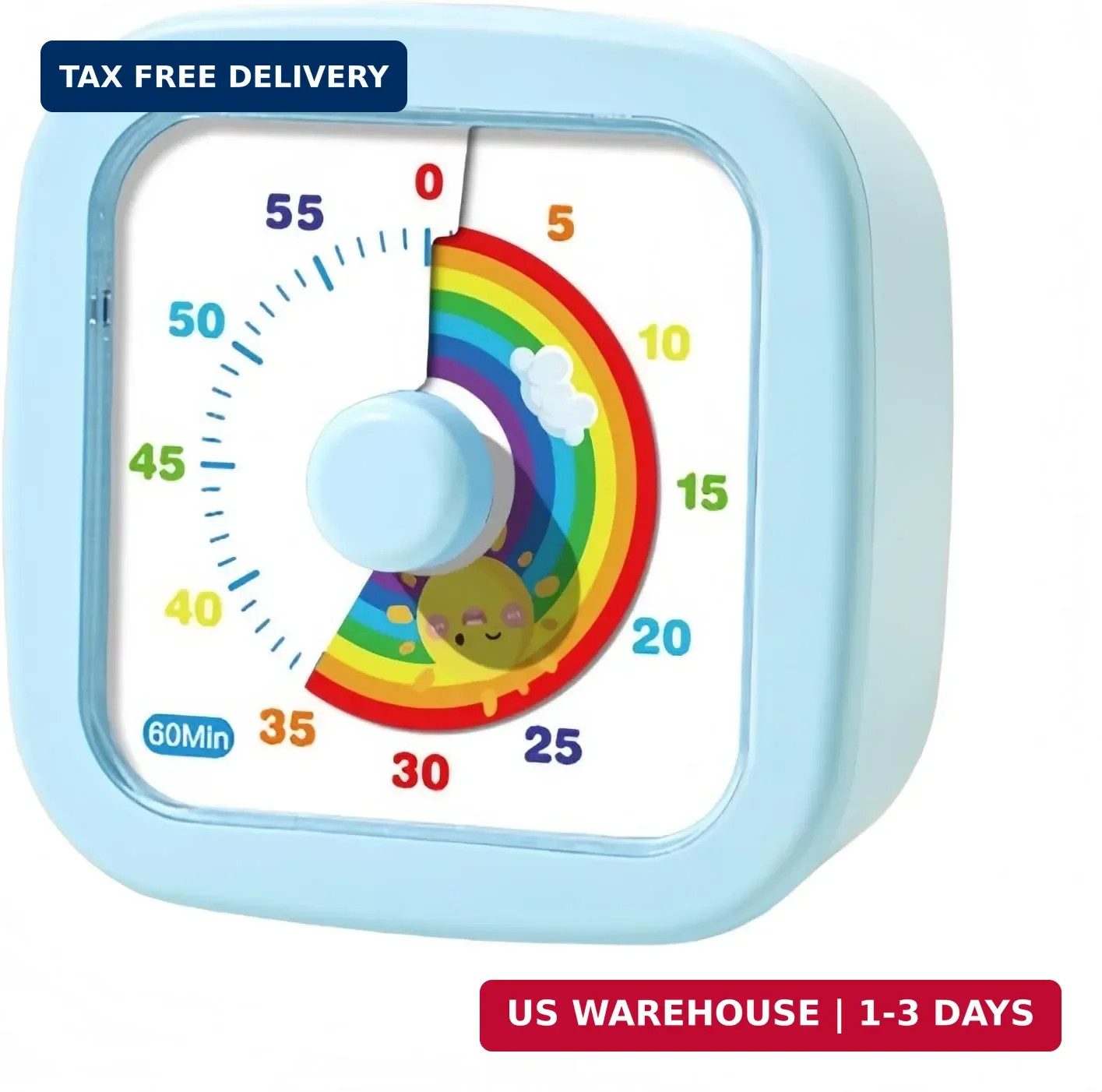 60 Minute Visual Timer for Kids and Adults, Non-Ticking Kids Timer, Visual Count