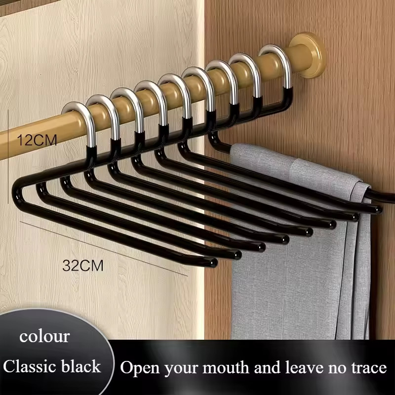 10 Pcs Stainless Steel Goose-Shaped Pants Rack Non-Slip Household Telescopic Clo
