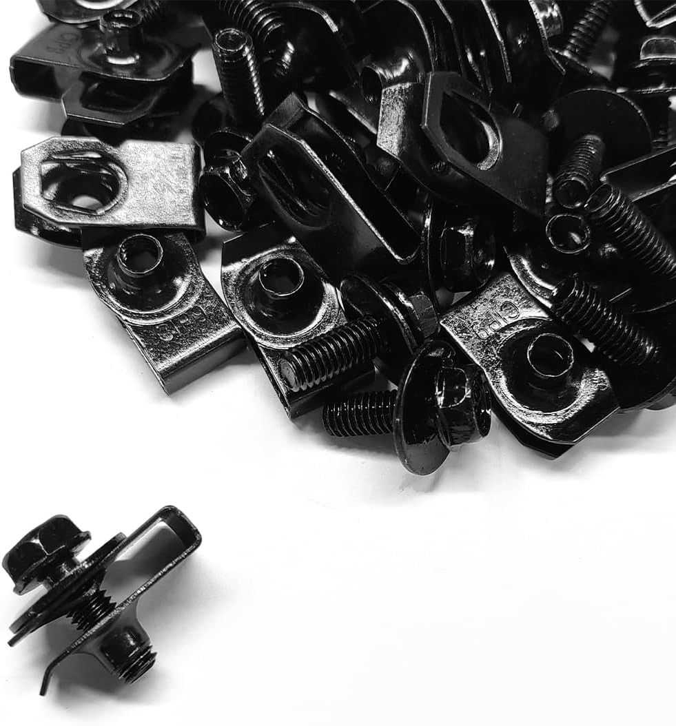 50 PCS M6-1.0 Body Bolts U-Nuts Kit, Extruded U Nuts & Hex Head Auto Fender Bolt