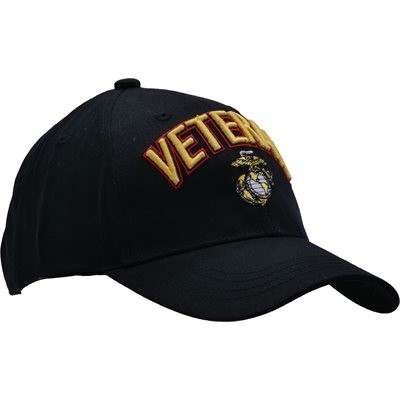 U.S. Marine Corps Veteran 3D Logo Embroidered Black Baseball Cap Hat US Made