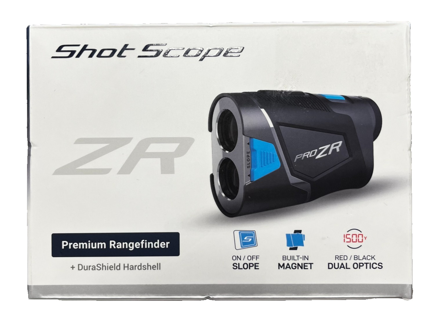 Shot Scope PRO ZR Golf Laser Rangefinder  DuraShield HardShell and Cart Magnet