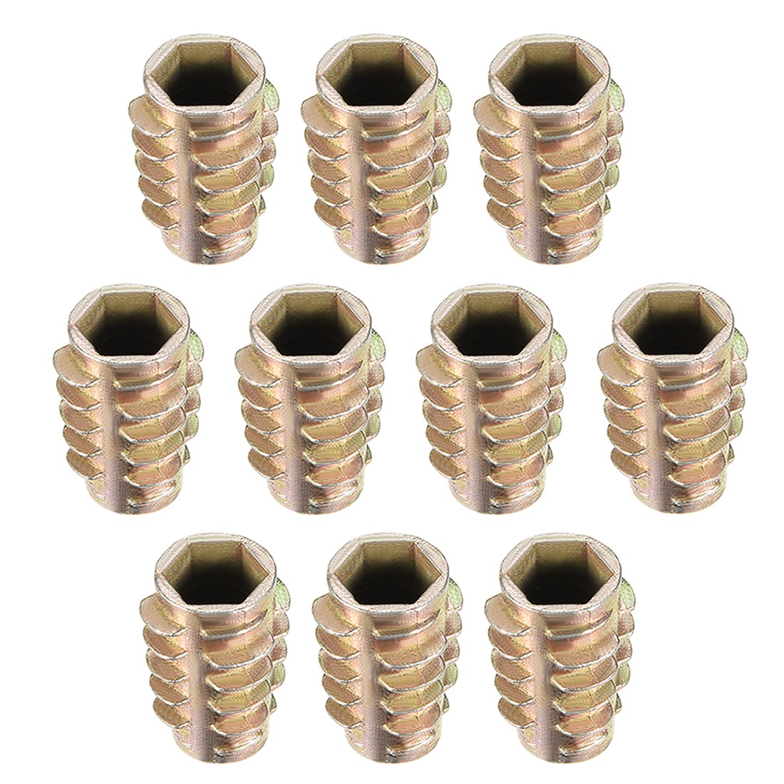 Threaded Insert Nuts Zinc Alloy Hex-Flush M8 Internal Threads 20mm Length 10pcs