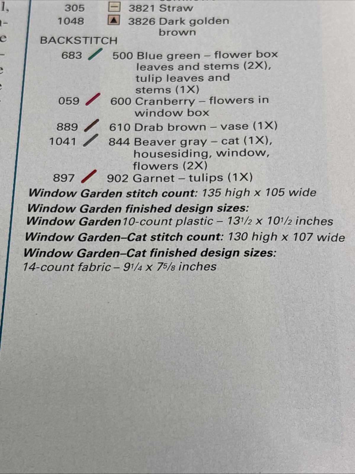 Window Garden Watching Cat Cross Stitch Pattern Magazine Pages
