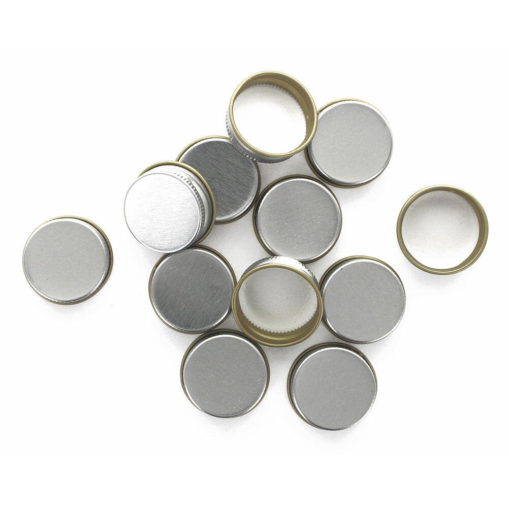 Silver 28mm Metal Screw Caps, 50ct