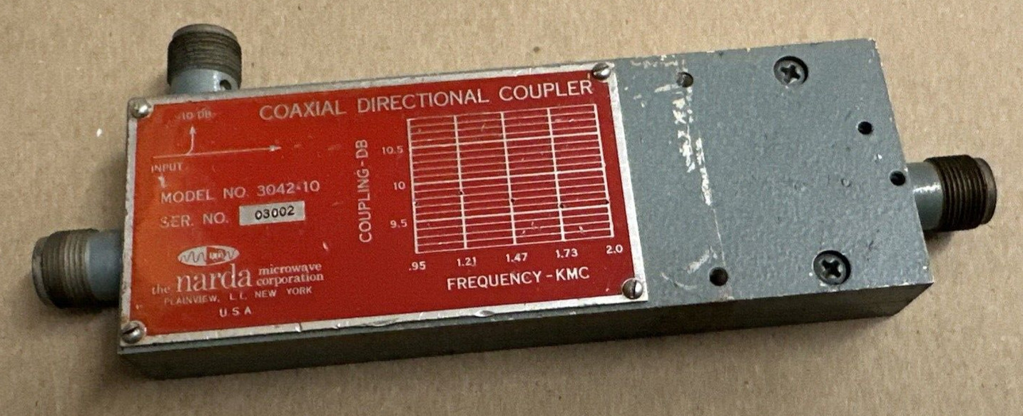 Narda 3042-10 Coaxial Directional Coupler 10 dB .95 - 2.0 GHz