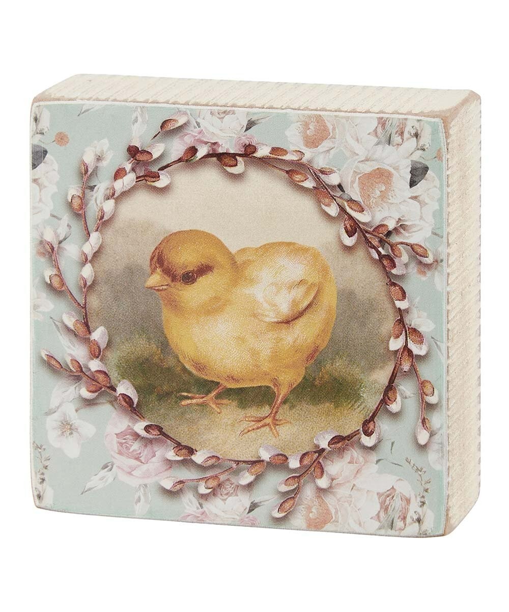 Primitives by Kathy Tiny Chick Easter Block Sign 3"