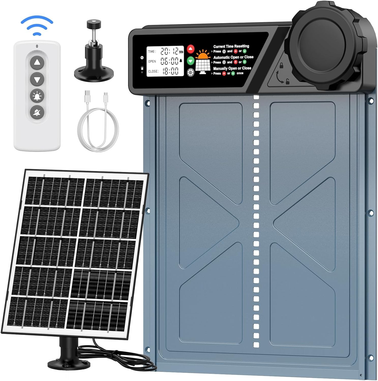 Large Size Automatic Chicken Coop Door Solar - Powered Auto Chicken Door Opener,