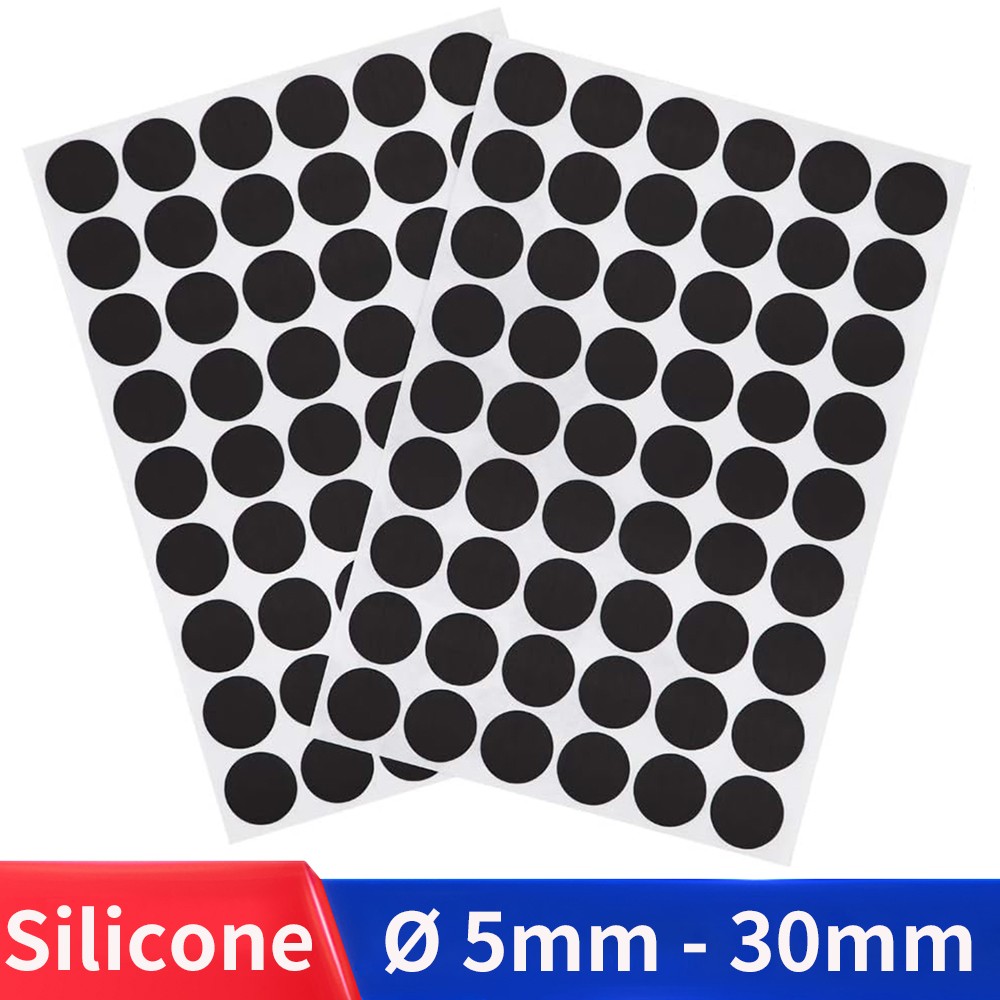 50pcs 5-30mm Round Self Adhesive Backing Silicone Rubber Non-slip Pads Protector