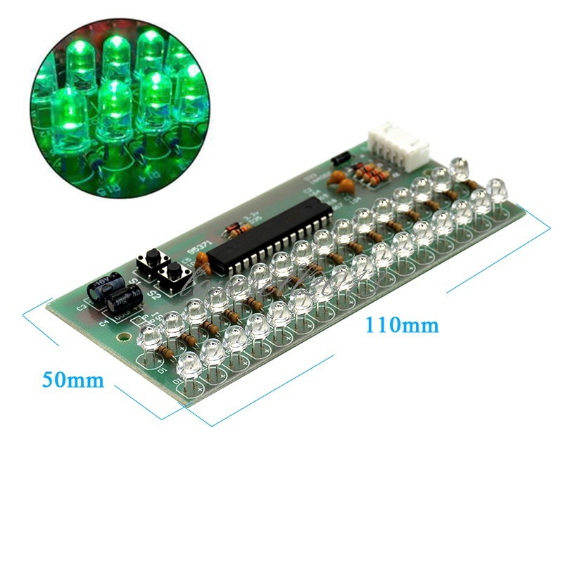 Dual Channel MCU Adjustable Display Pattern LED VU Meter Level Indicator 16 LED