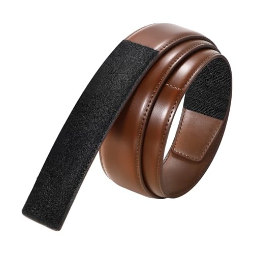 Mechanic Buckless Belts for Men, No Fit Waist 32"-34" Light Brown Leather