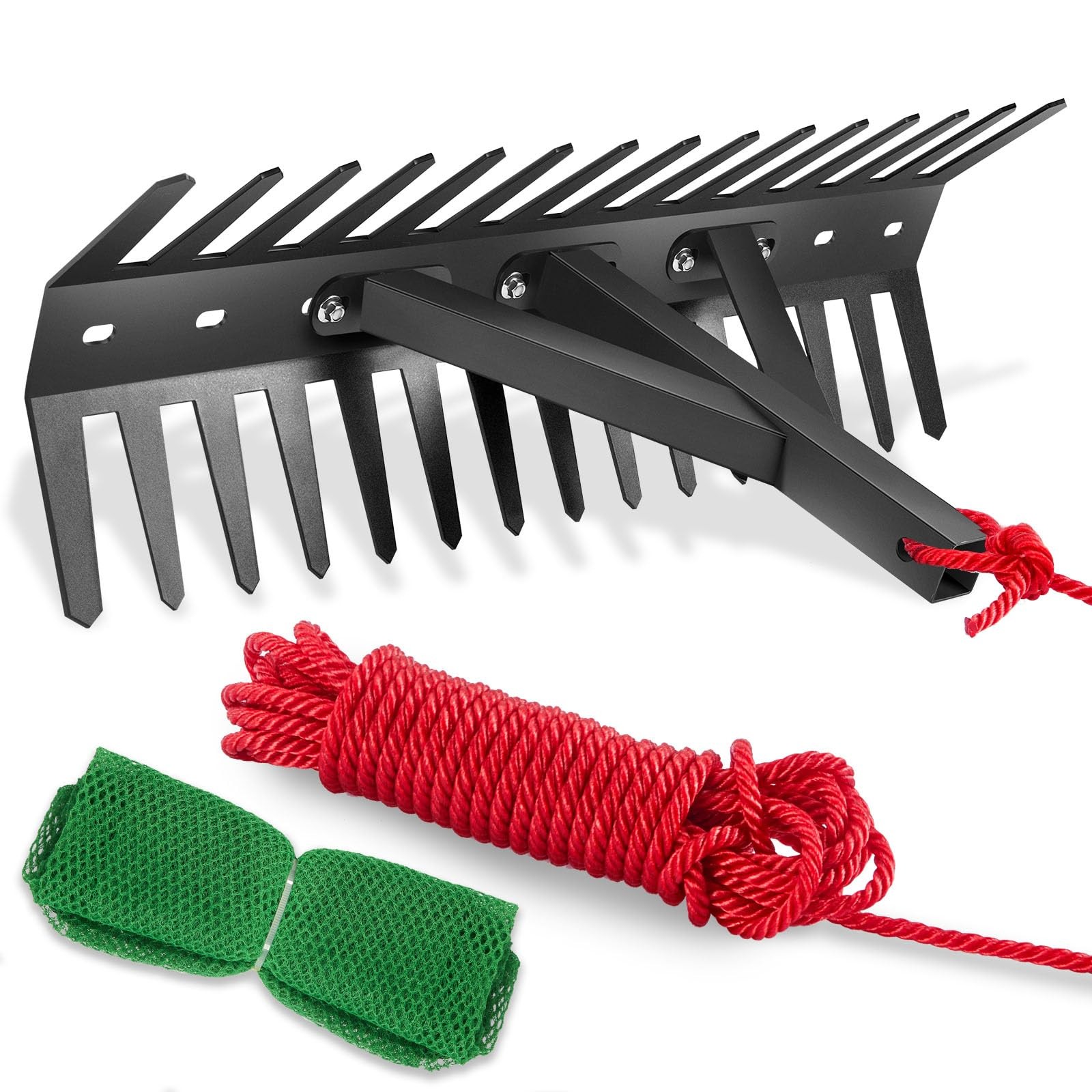Weed Removal Tool, Steel Blades 16 Inch Aquatic Weed Rake, Double Sided Lake Wee