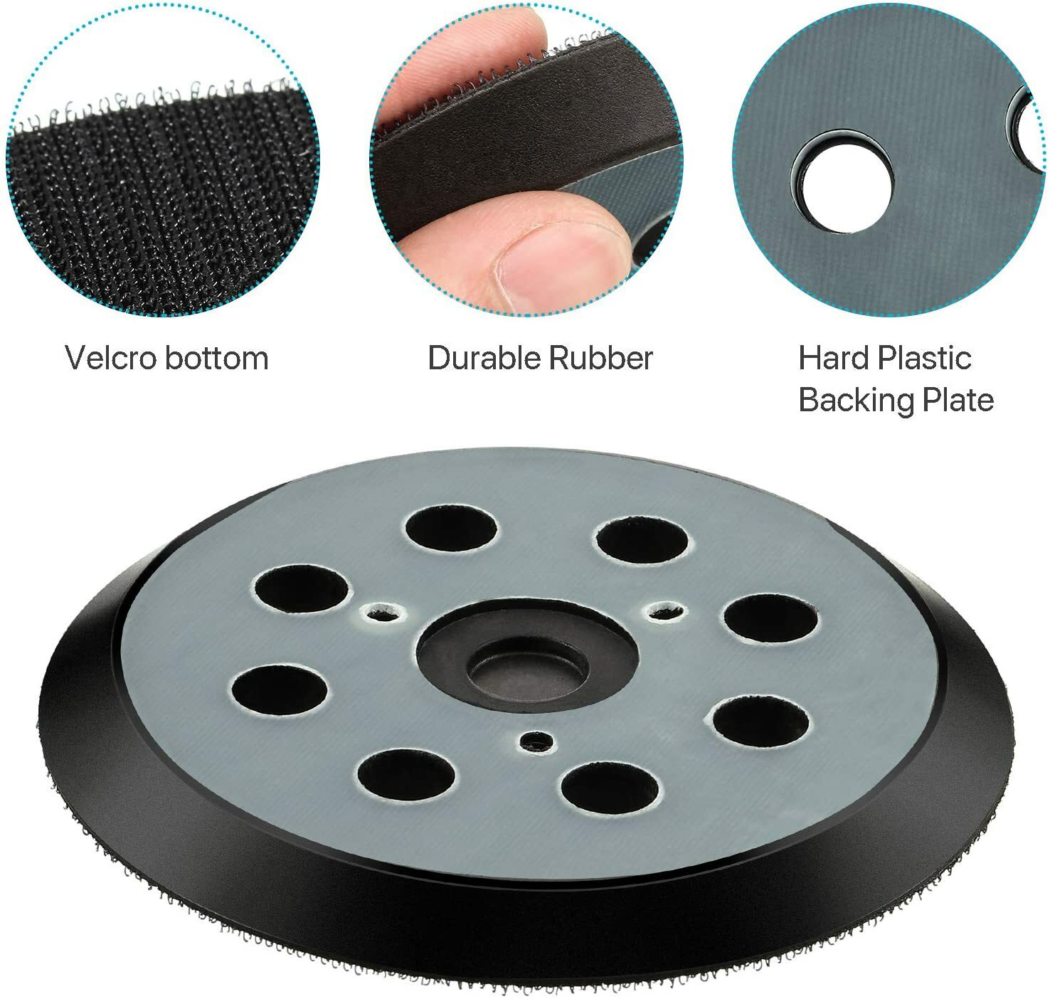 5 inch Orbital Sander Replacement Pad Hook Loop for Dewalt, Makita, Porter Cable