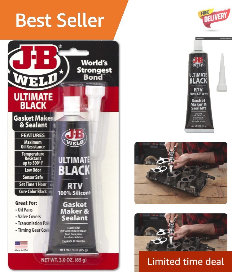 Black RTV Silicone Gasket Maker - Compact 3 oz. Tube for Automotive Applications