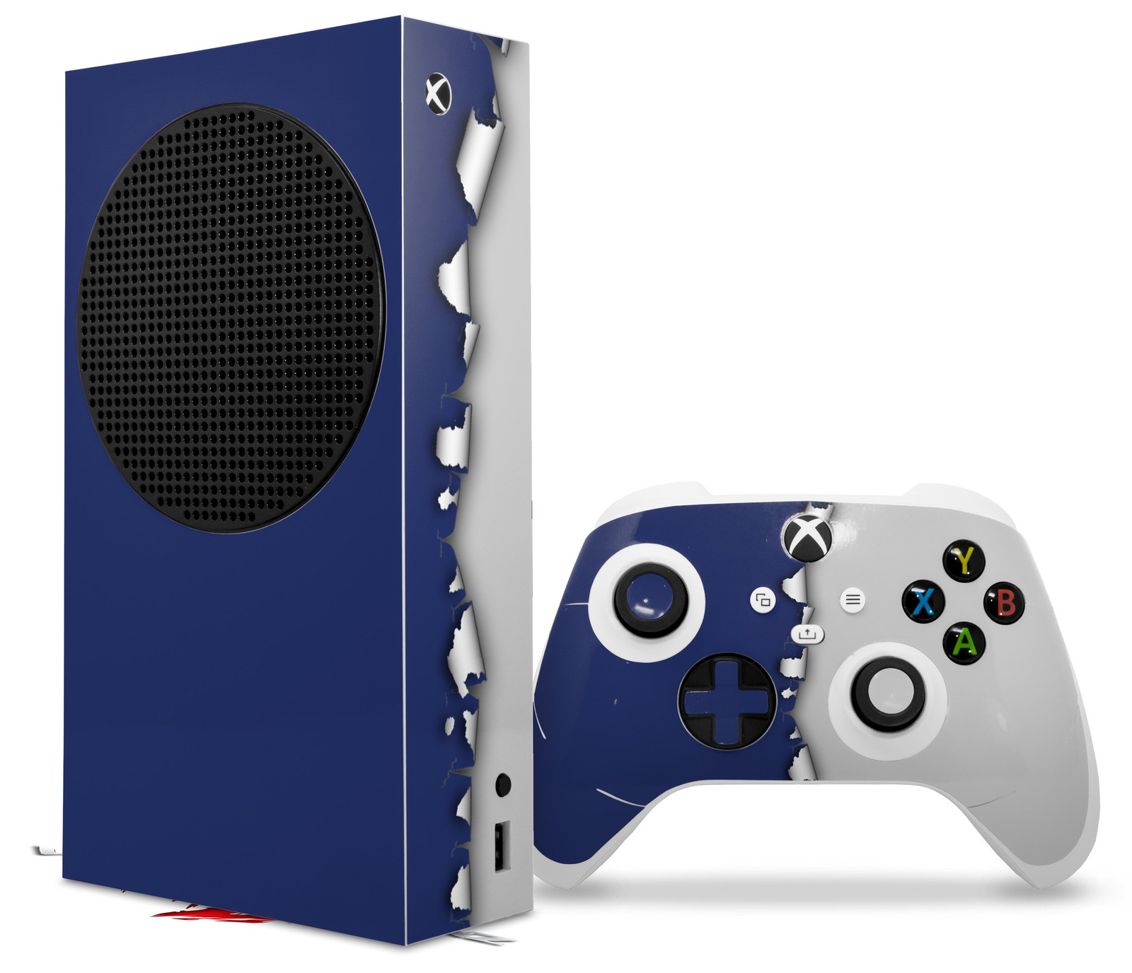 Skin Wrap for XBOX Series S Console Controller Ripped Colors Blue Gray