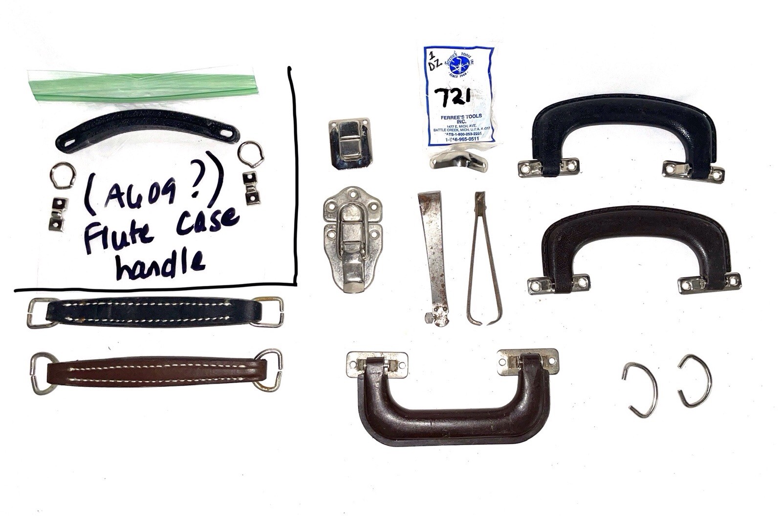 ASSORTED used HANDLES/LATCHES Replace Musical Instrument cases leather/plastic