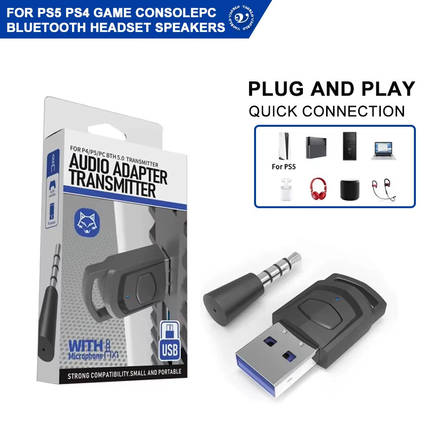 Bluetooth Transmitter Wireless Receiver for PS5 PS4 PC USB Dongle Audio Adapter