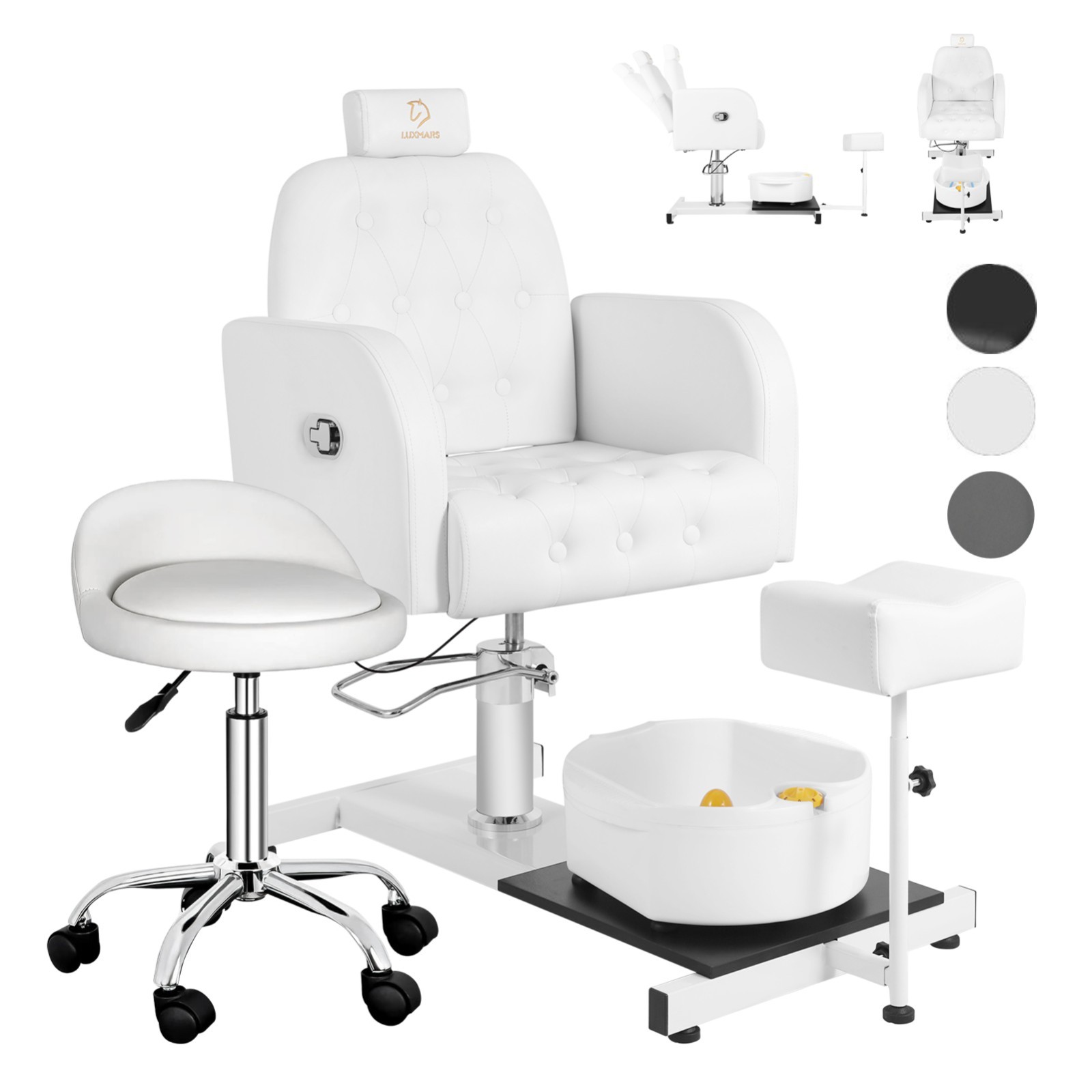 Pedicure Chair No Plumbing Hydraulic Recliner 360° Swivel Nail Salon Equipment