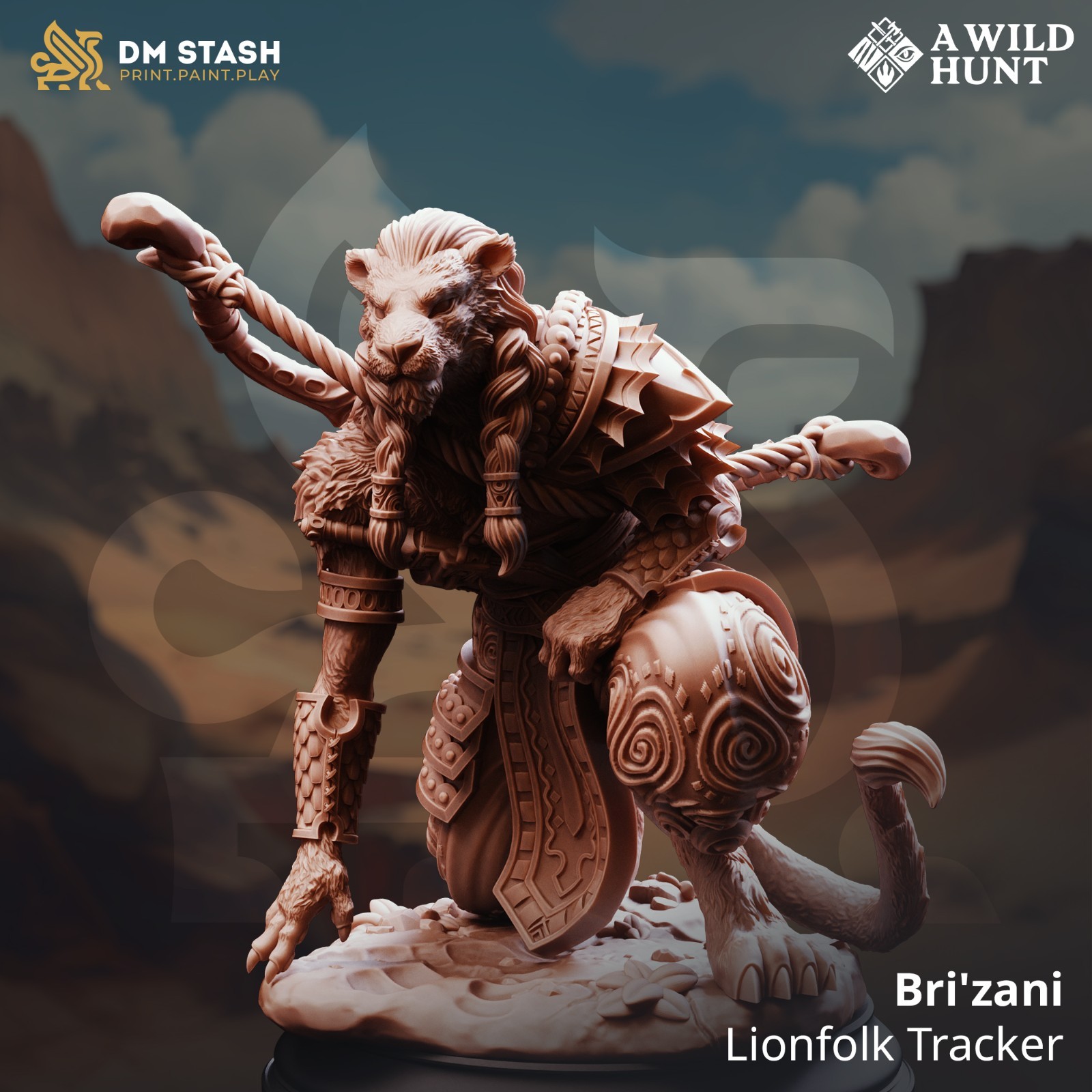 Dungeons & Dragons Beastfolk Ranger Miniature - Bri'zani - DnD RPG Wargames