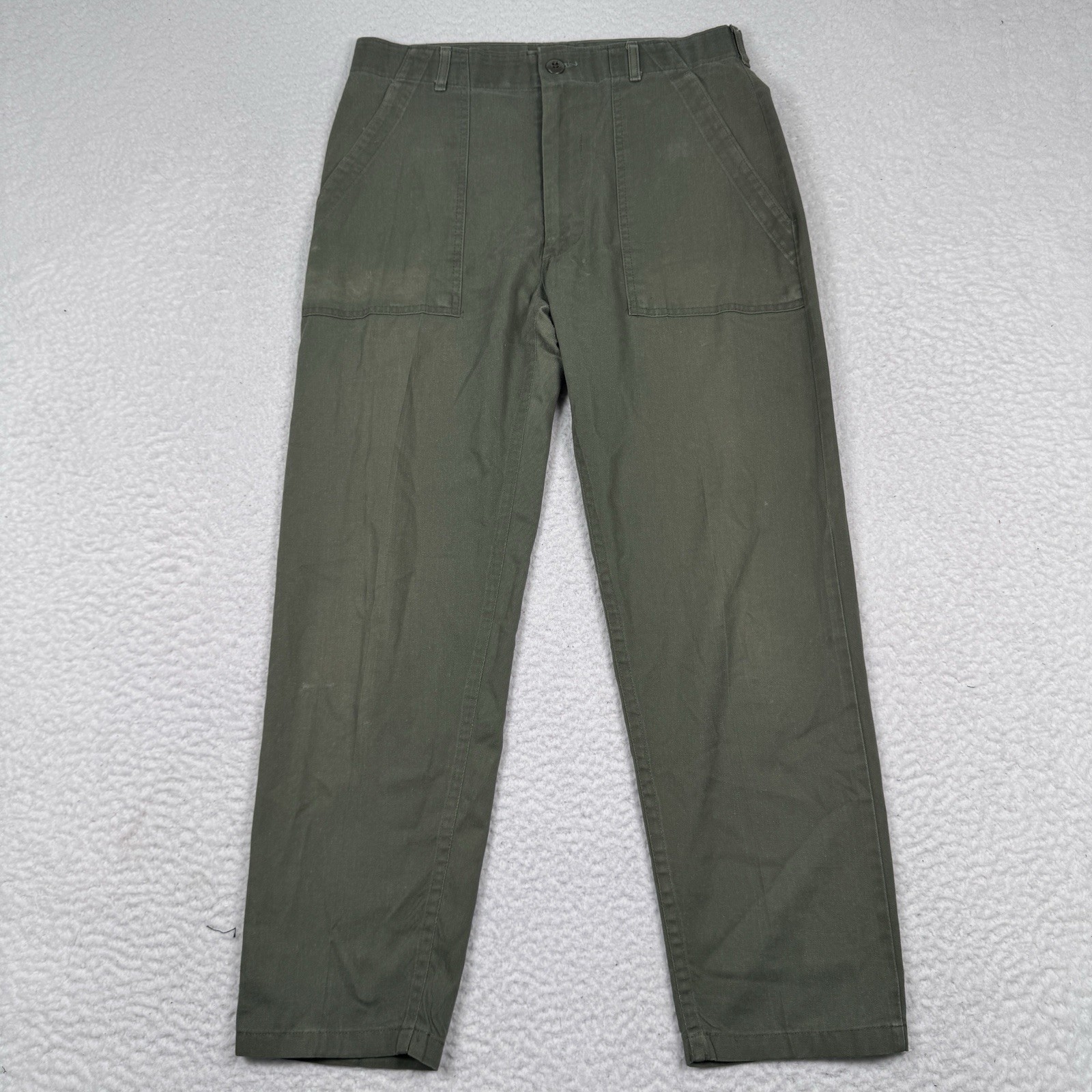 Vintage Military Pants Men 35x29 (32x28) Green OG 507 80s Durable Press Trousers