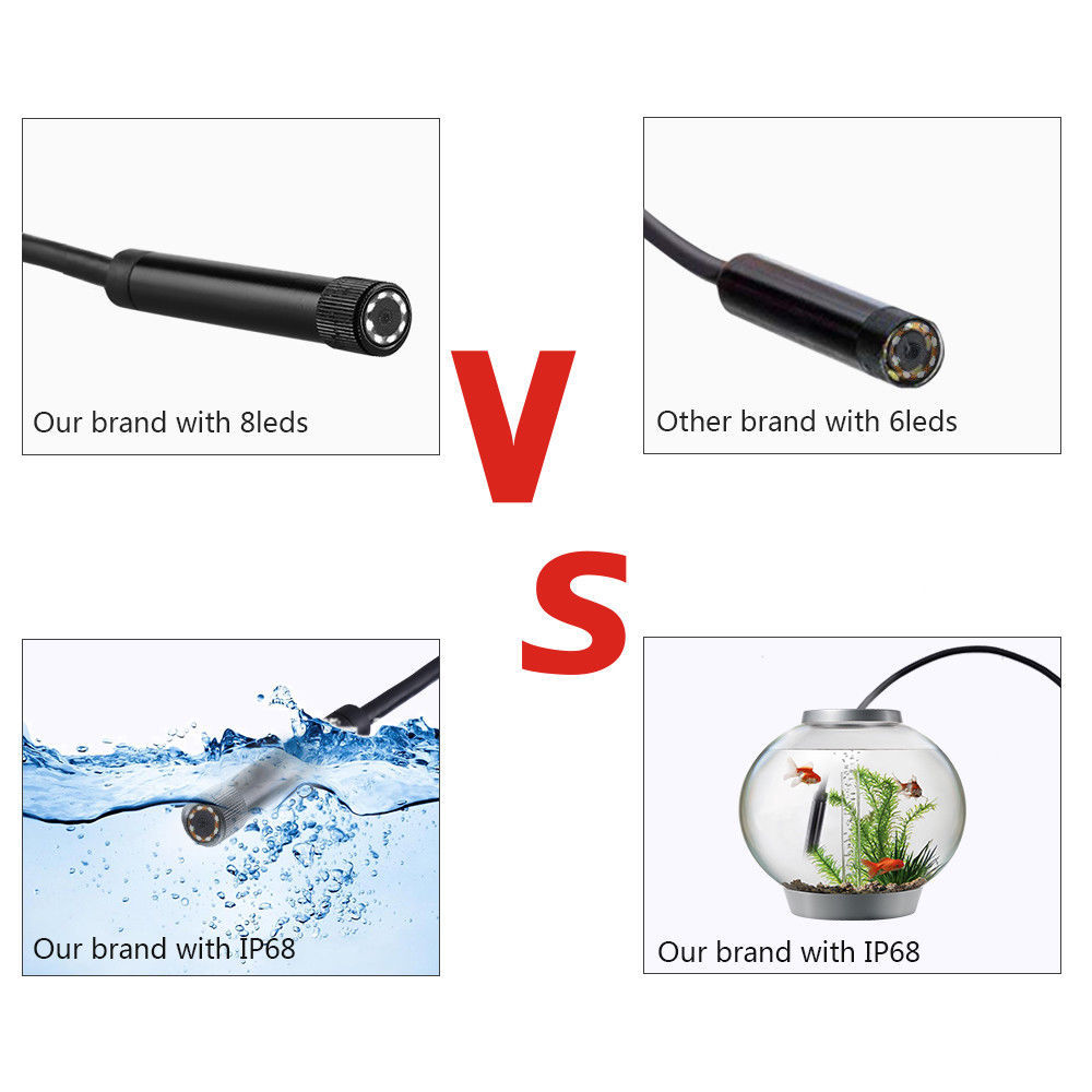 5M 8LED WiFi Borescope Endoscope Snake Inspection Camera for iPhone Android iOS