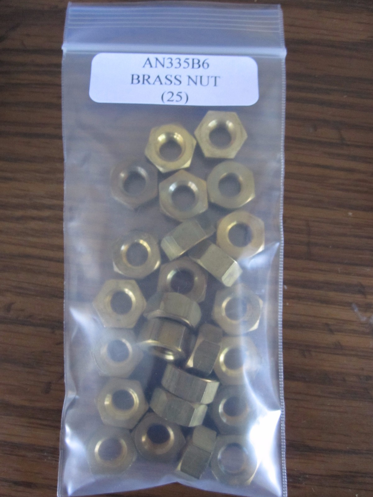 AN335B6 Hex Nut 3/8-16 Brass - Lot of 25