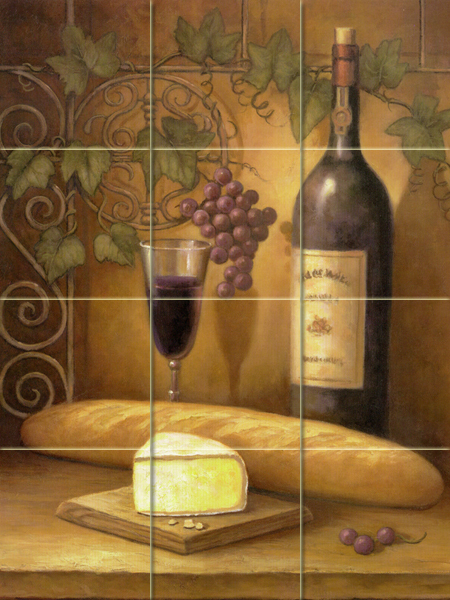Art Wine Cheese Grape Mural Ceramic Backsplash Bath Decor Tile #114