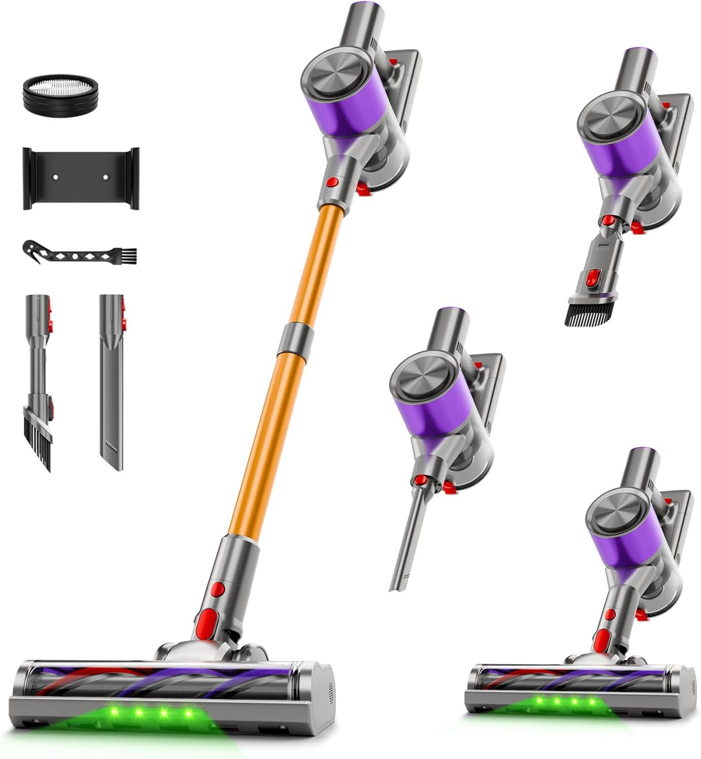 Cordless Stick Vacuum Cleaner, 40Kpa Powerful Suction Vacuum Cleaner with LED He