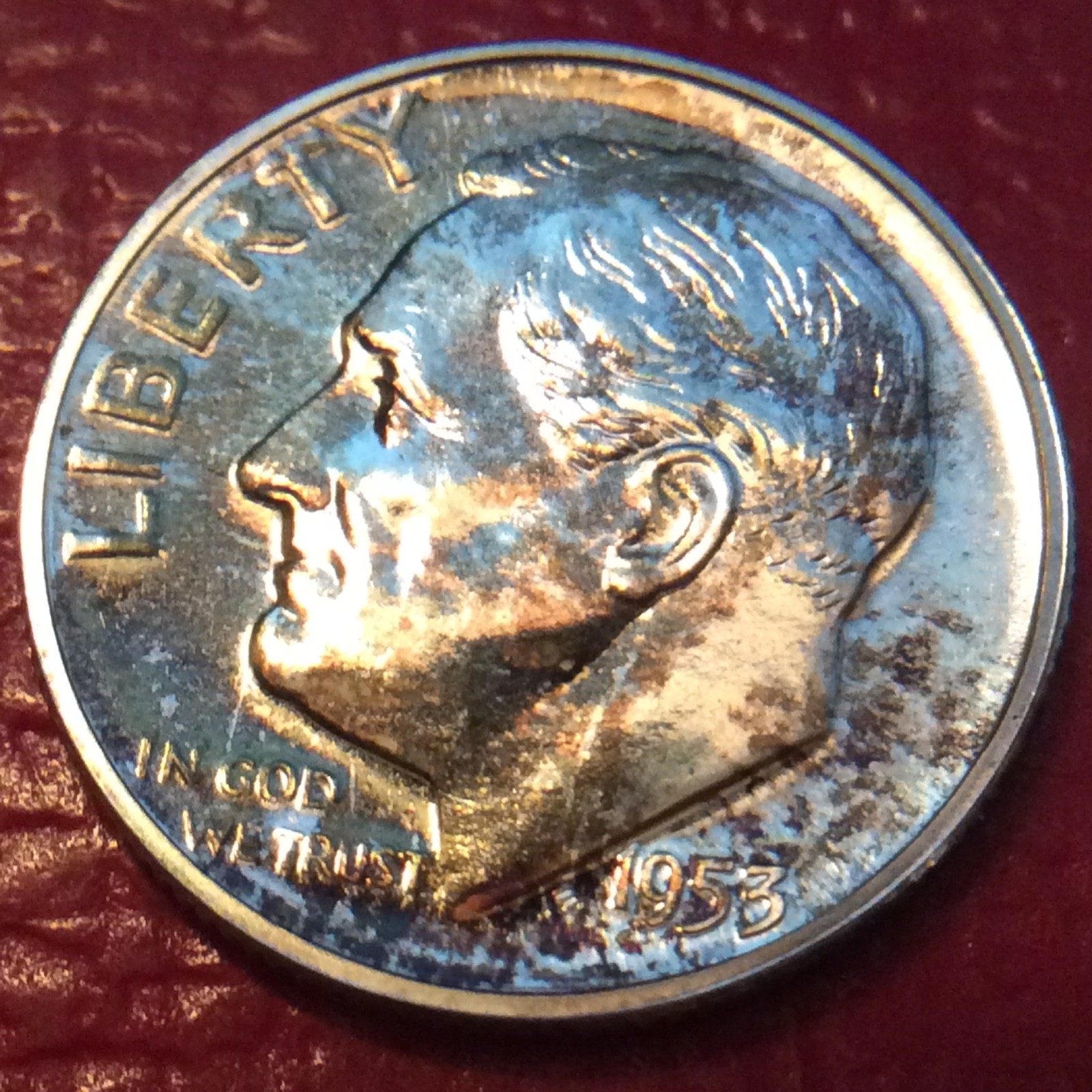 1953 PROOF ROOSEVELT DIME SILVER  NICE COIN  TONING A-36 FREE SHIPPING