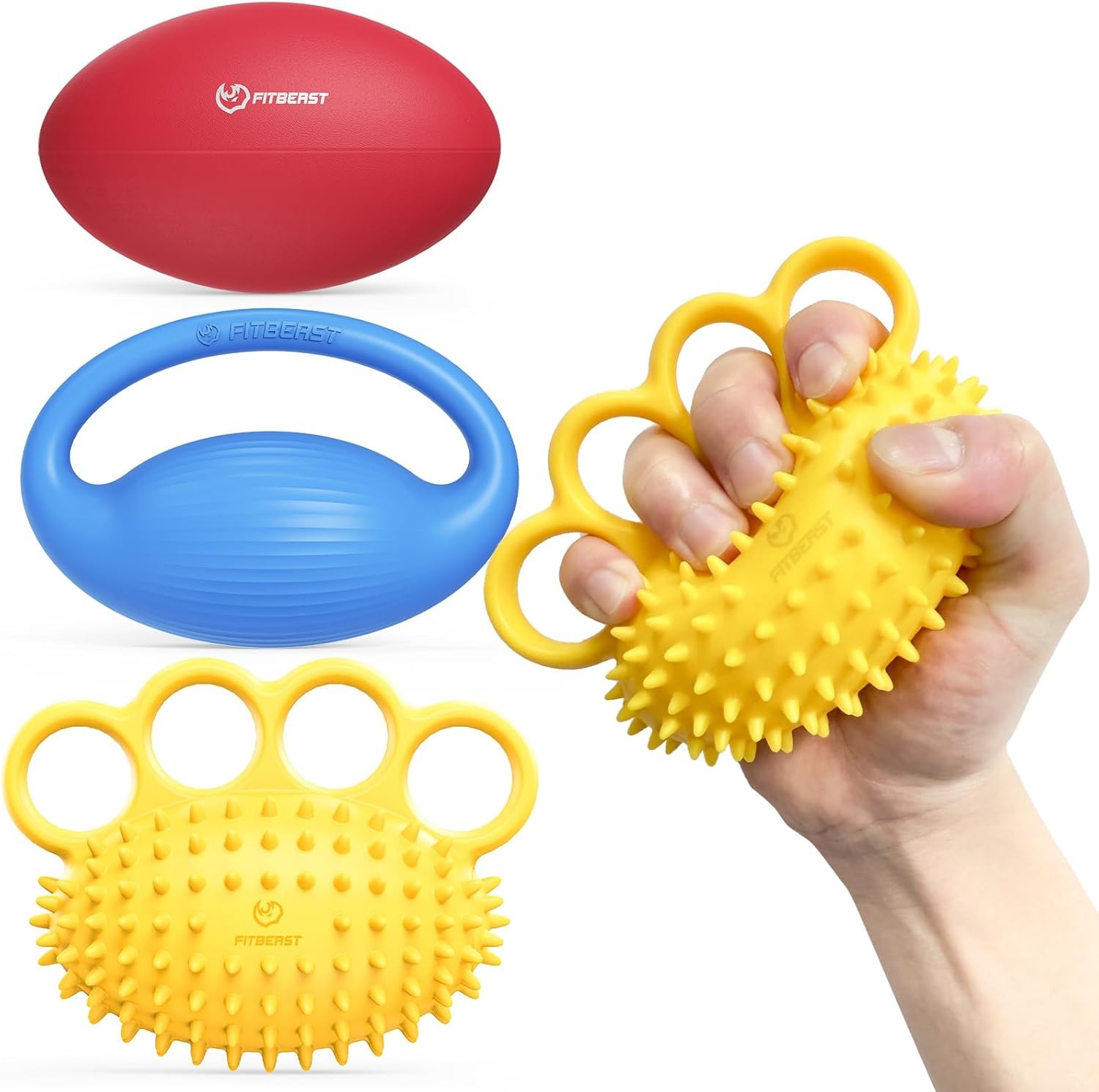 FitBeast Hand Exercise Ball Set–3 Pack Hand Squeeze Balls for Hand Therapy, Gr