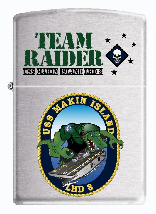 USS Makin Island (LHD-8) Zippo MIB    "Team Raider"    Brushed Chrome