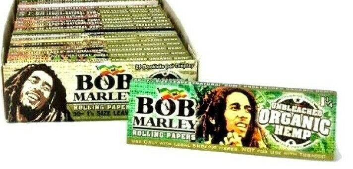 Bob Marley 1 1/4 Rolling Papers Organic Hemp AUTHENTIC Big Pack 50 Lvs USA SHPD!