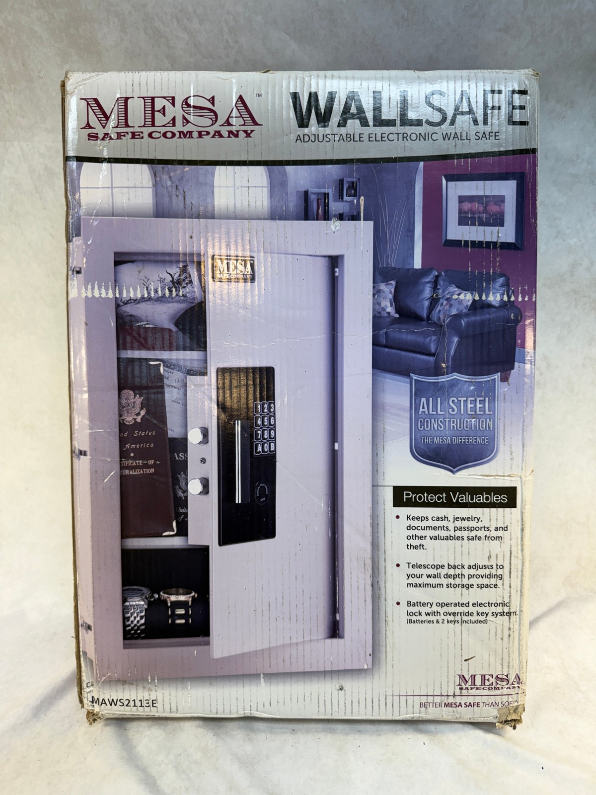 Mesa Adjustable Electronic Wall Safe MAWS2113E - Brand New!